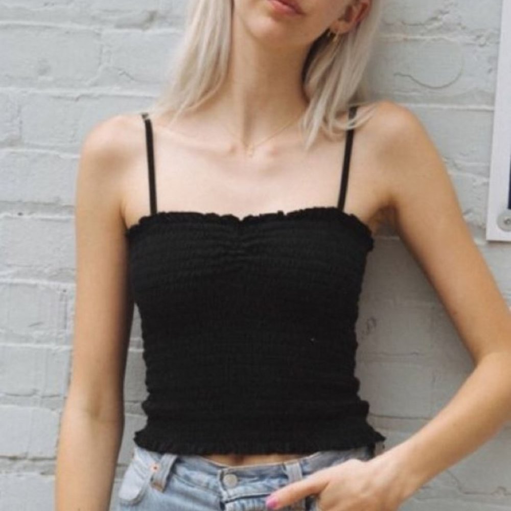 Brandy Melville Black Scrunch Tank Top